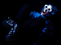 a person wearing goggles in the dark